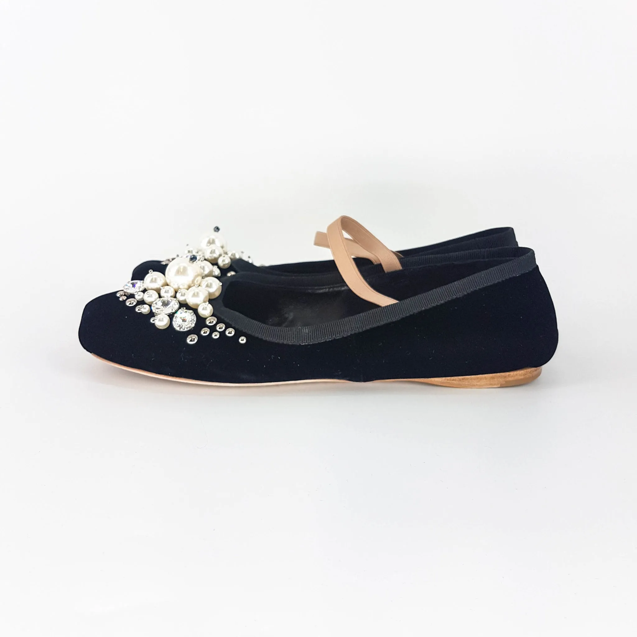 Ballet Flats with Pearl & Glitter Gems