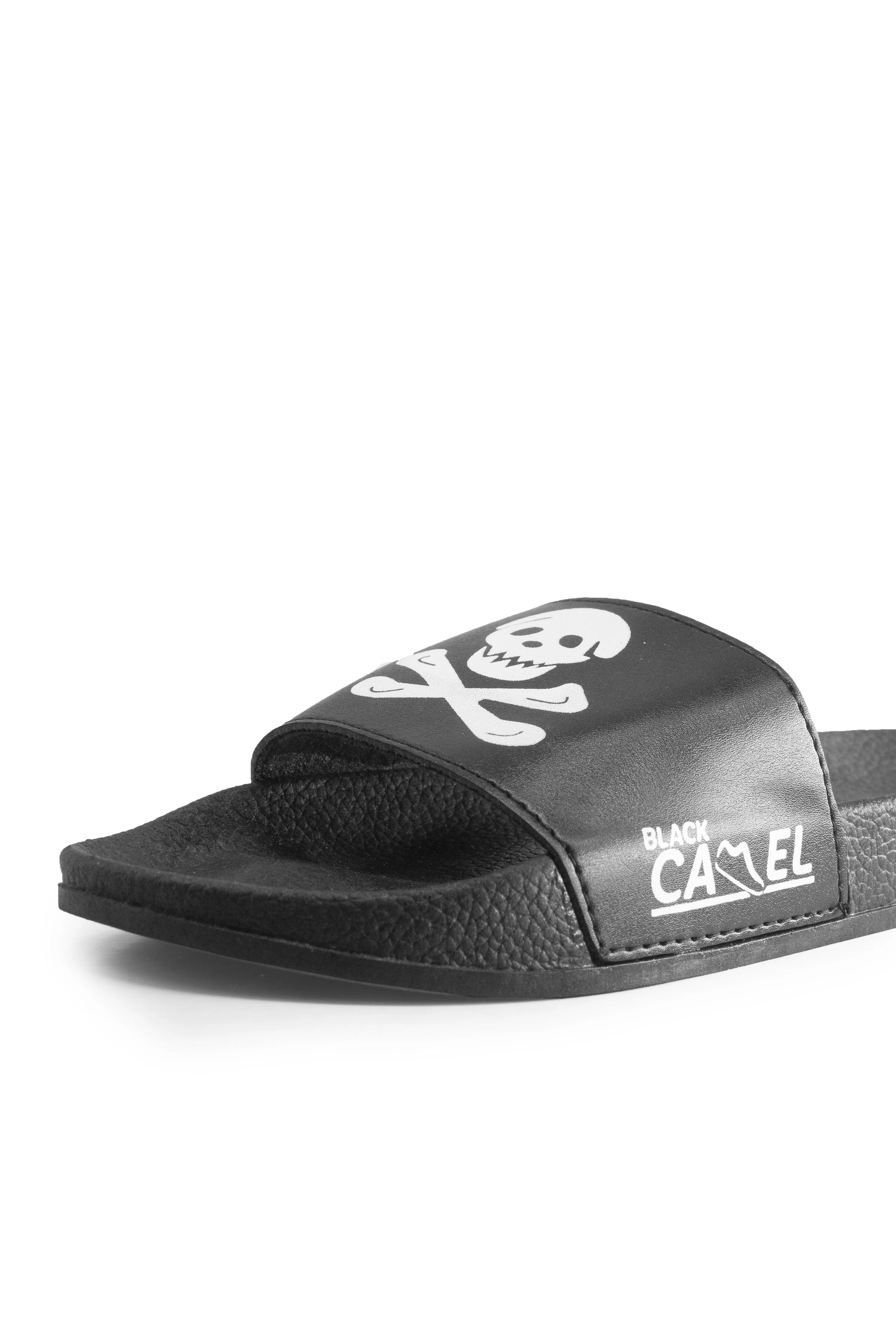 Black Camel Men's Skull Printed Premium Slides