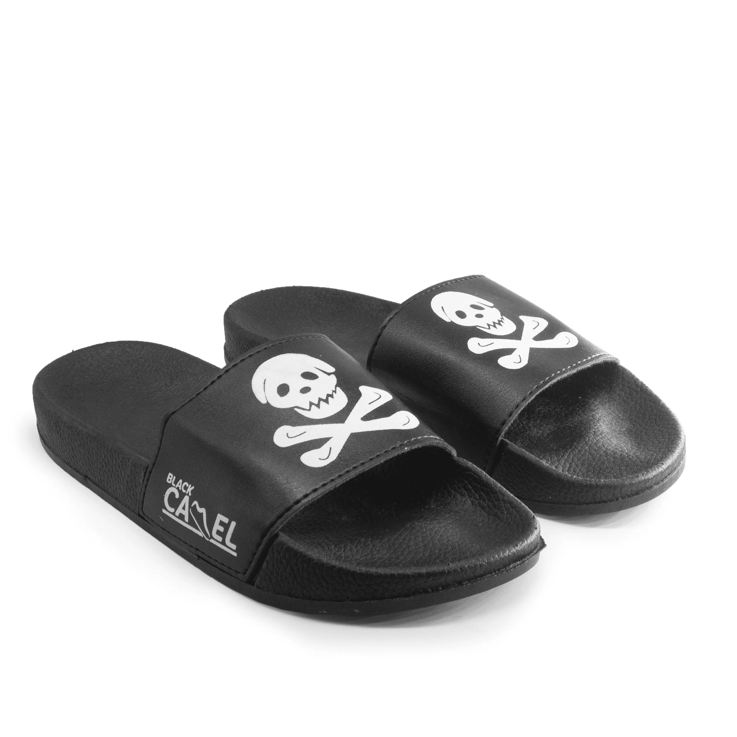 Black Camel Men's Skull Printed Premium Slides