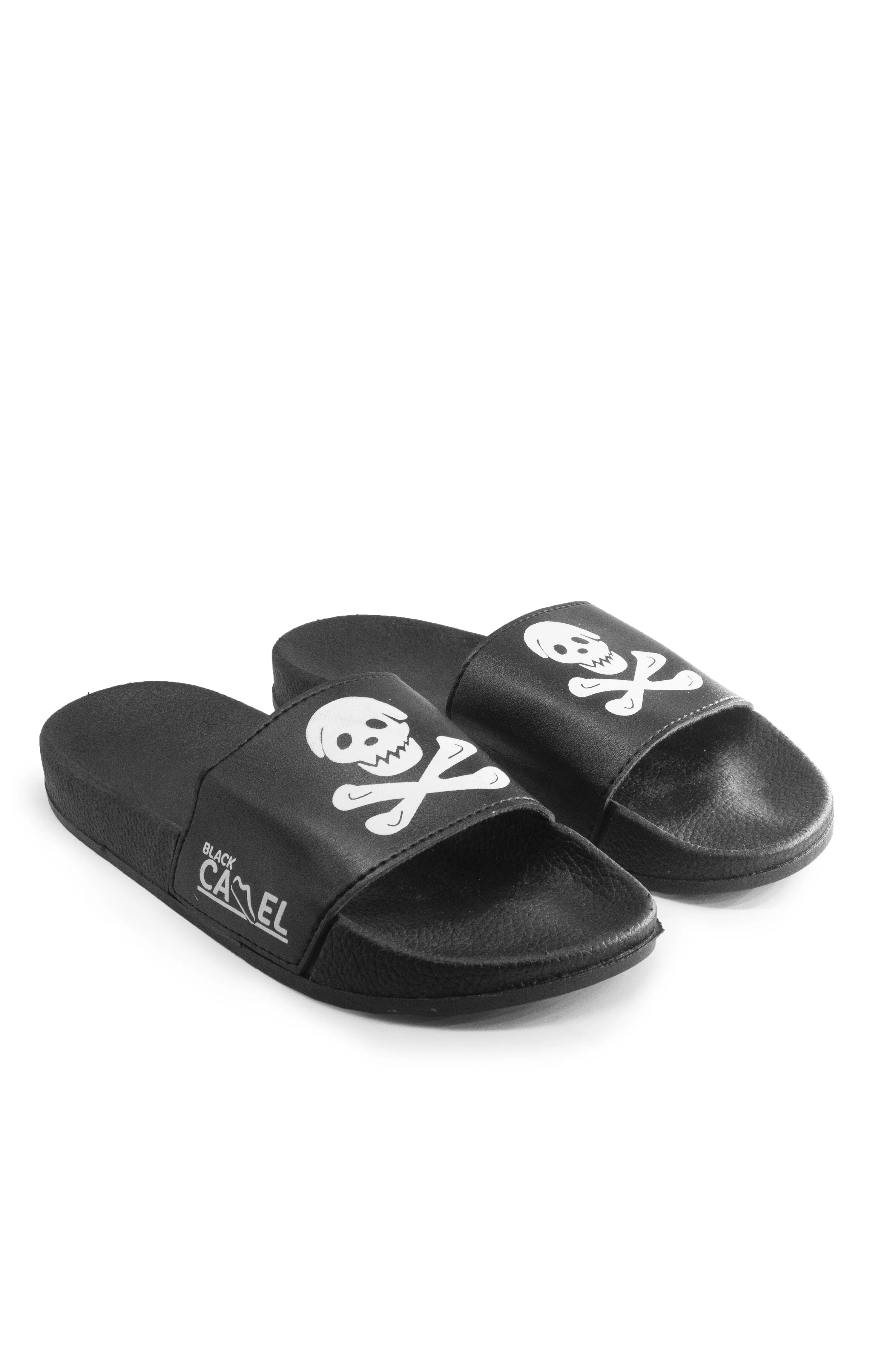 Black Camel Men's Skull Printed Premium Slides