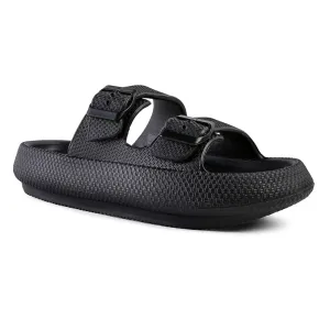 Black Loma Hovercraft Buckled Slides