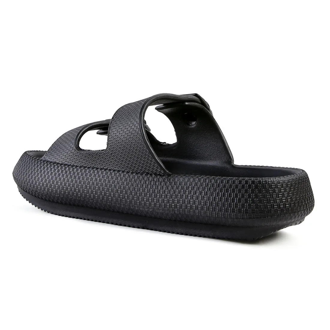 Black Loma Hovercraft Buckled Slides