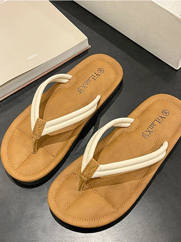 Casual Bicolor PU Flip Flops