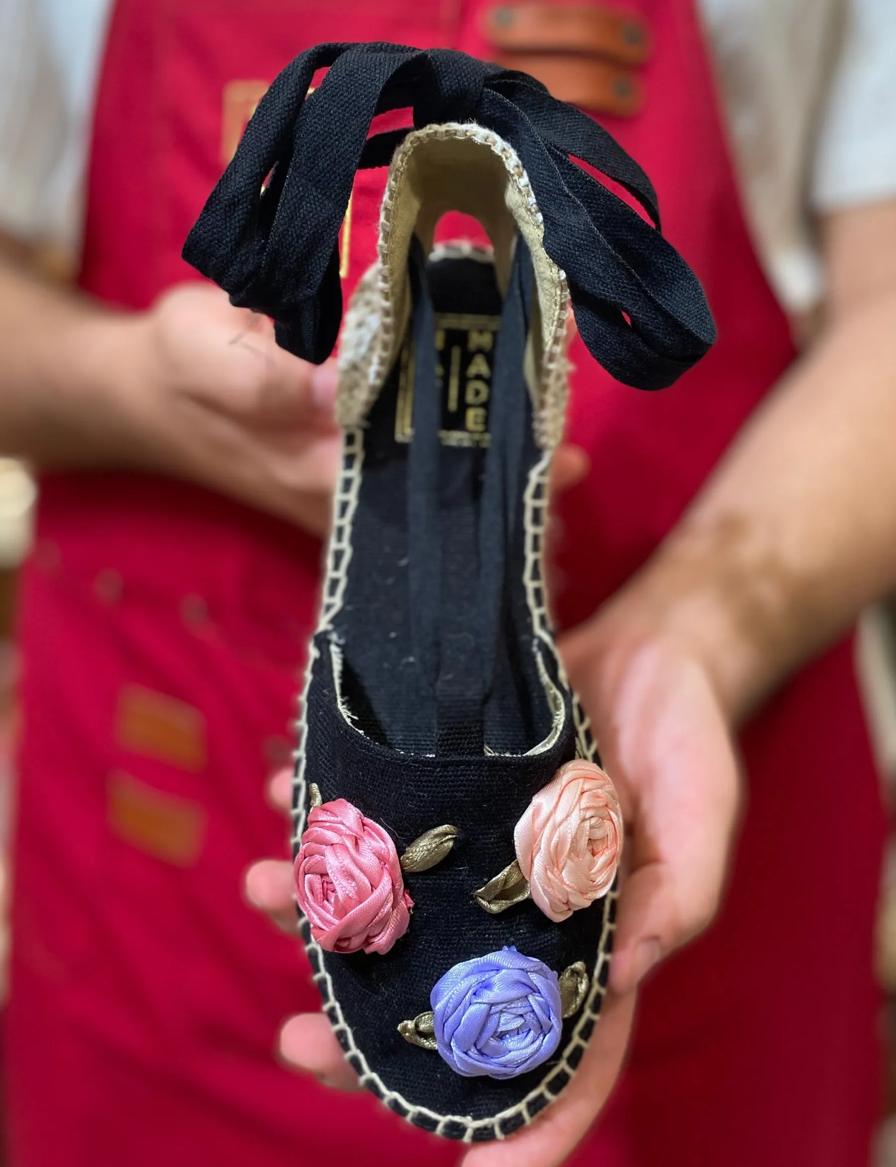 Custom-made Espadrilles Flat Wedge Big Roses