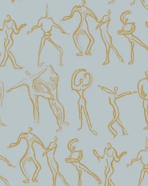 Dancers Wallpaper - Powder Blue   Ochre