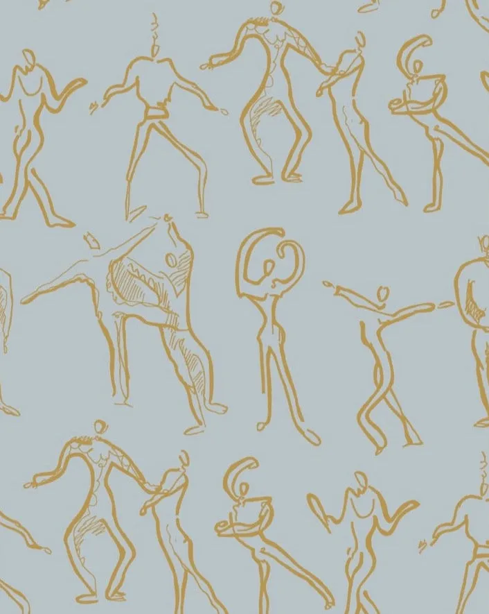 Dancers Wallpaper - Powder Blue   Ochre