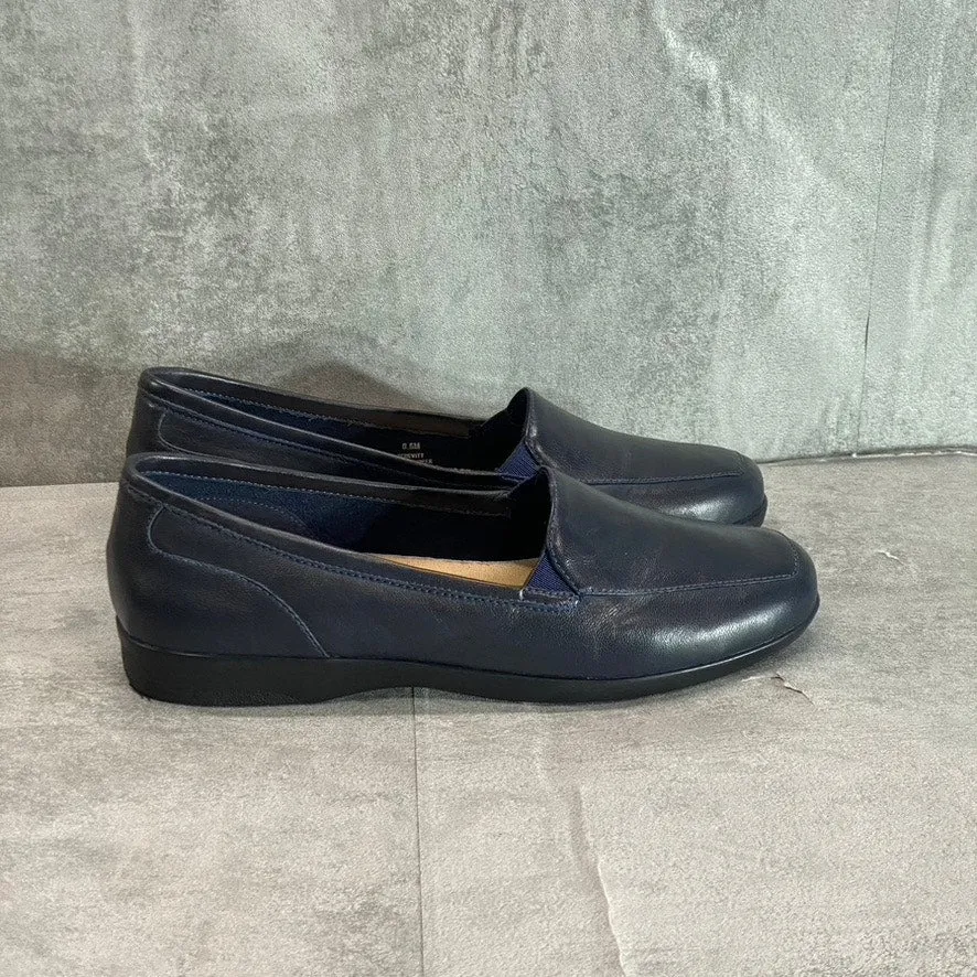 EASY SPIRIT Women's Dark Blue Leather Devitt Round-Toe Slip-On Loafer Flats SZ 6.5