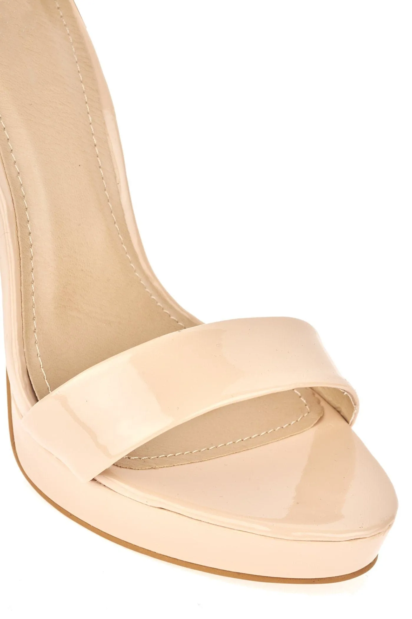 Ella Barely There Platform Sandal in Nude Patent