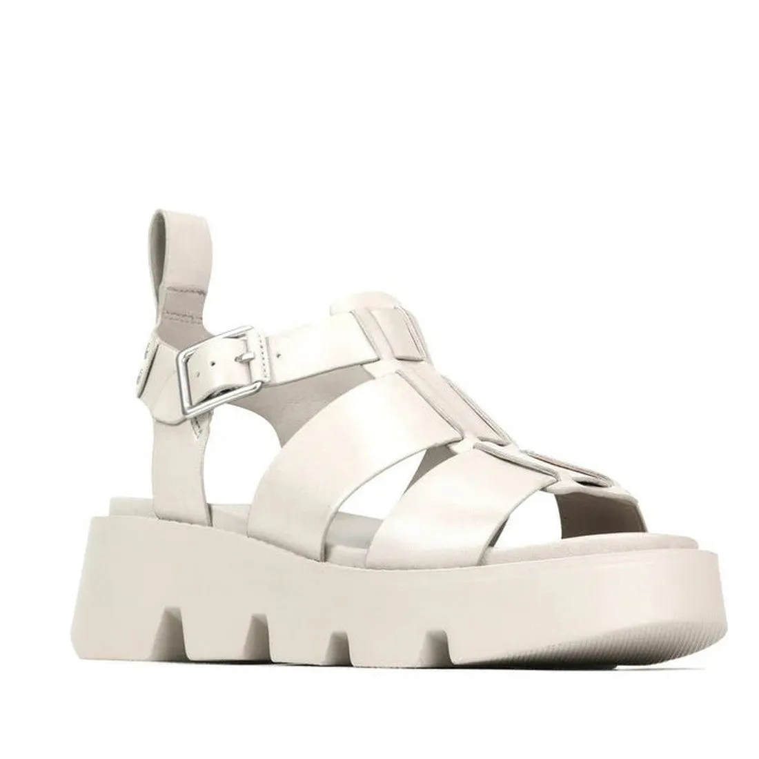 EOS Womens Kailan Platform Chunky Leather Sandal Pebble