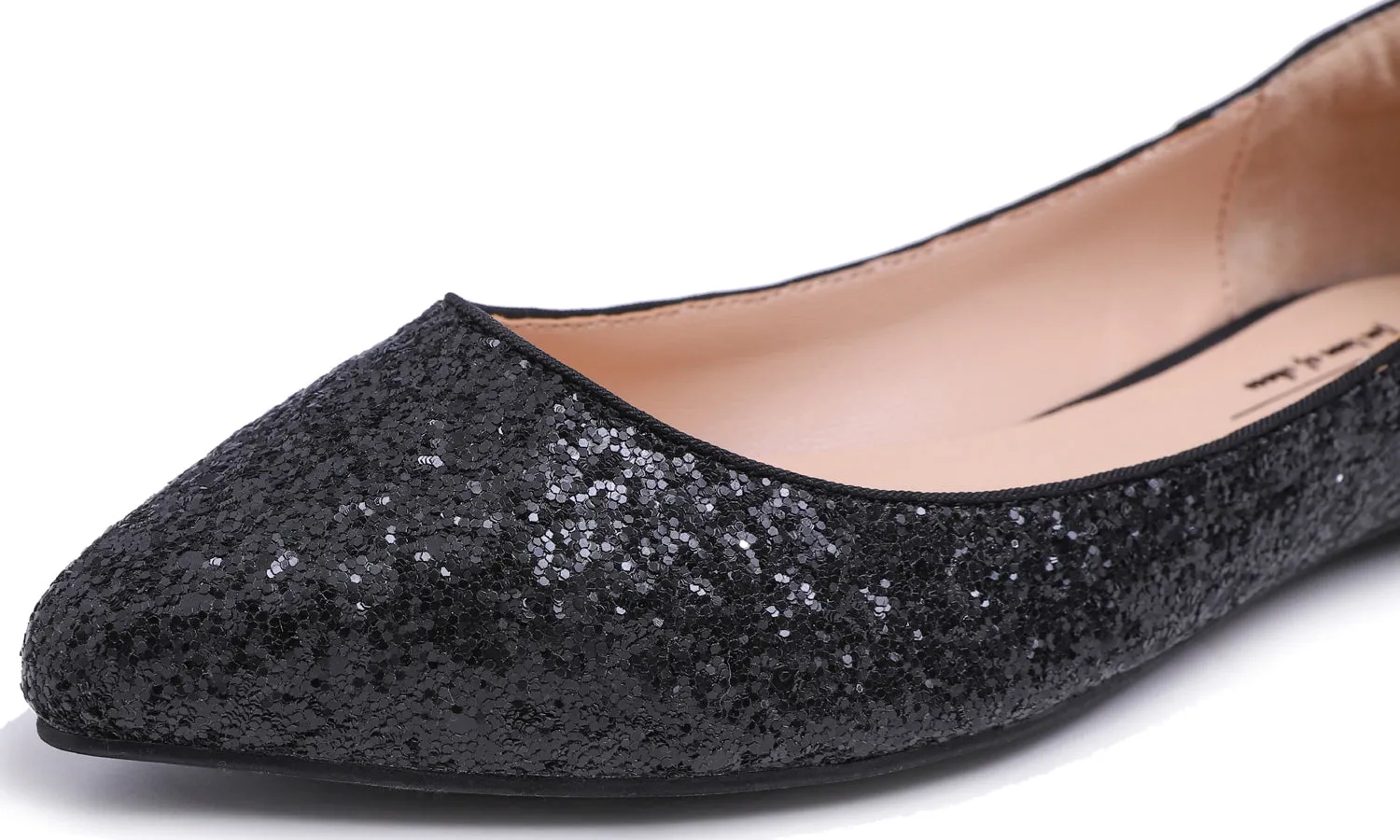 Feversole Women's Fashion Pointed Toe Classic Dressy Shiny Comfort Cushioned Flats Glitter