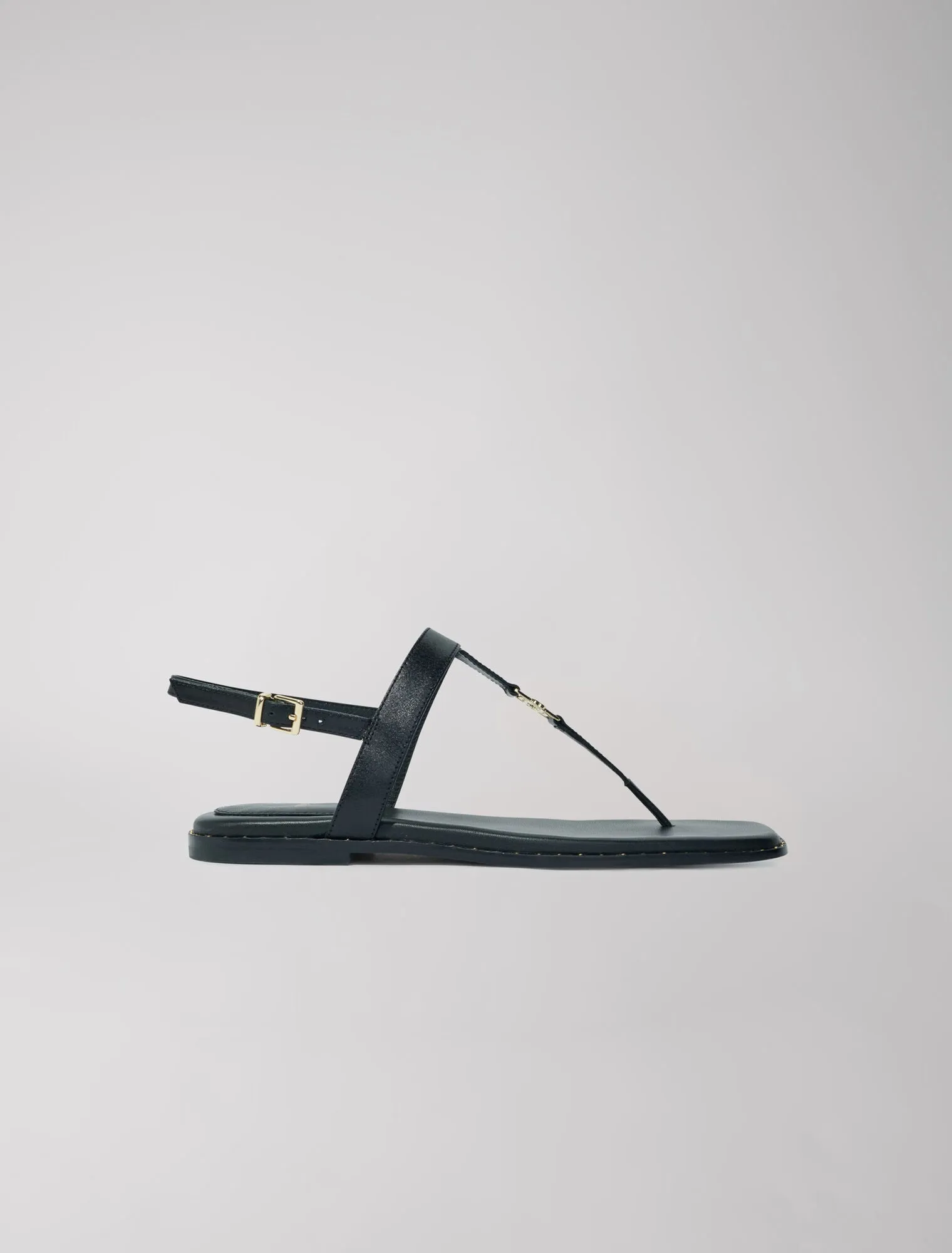 Flat leather strap sandals