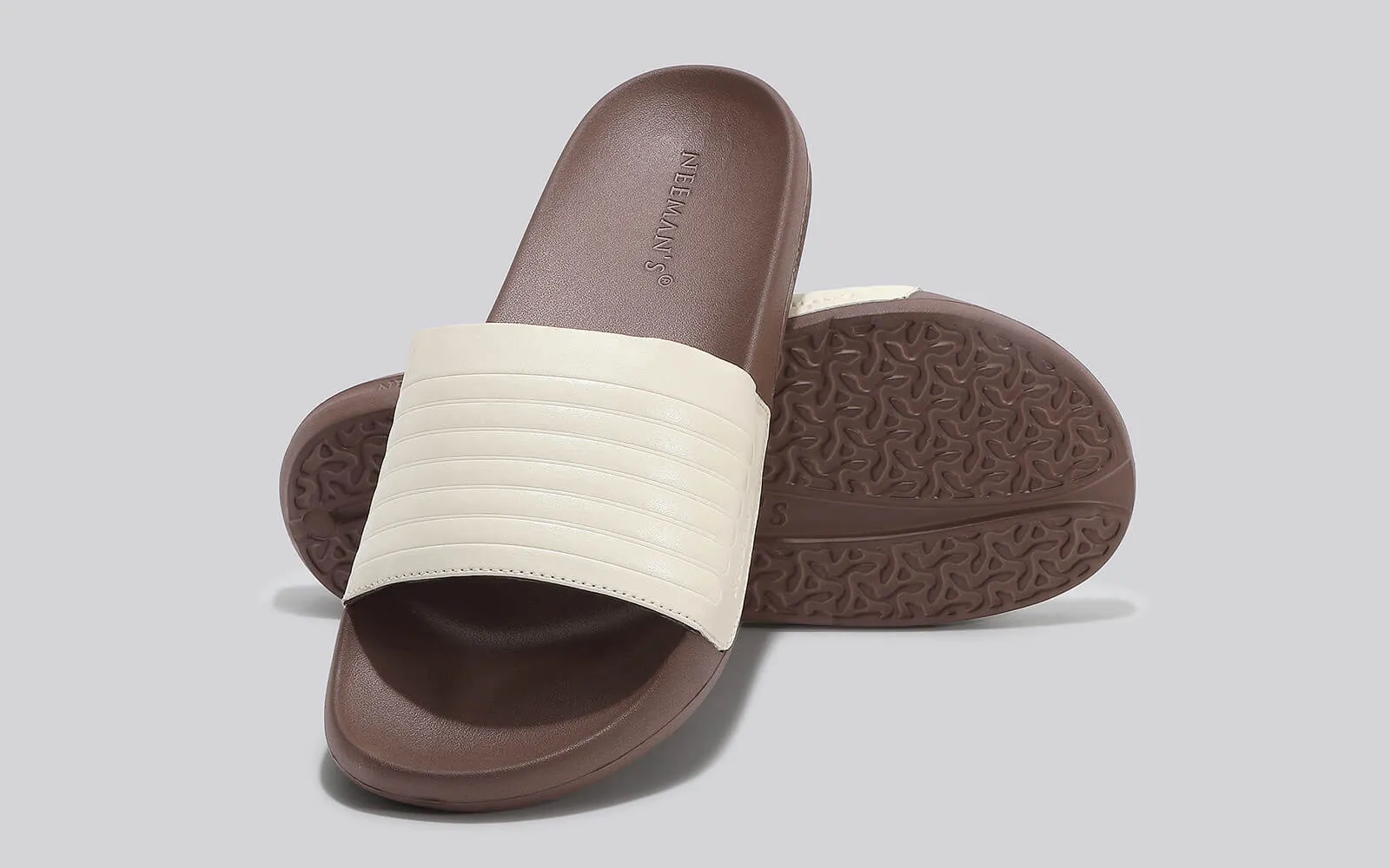 FootBed Slides for Men : Ivory Brown