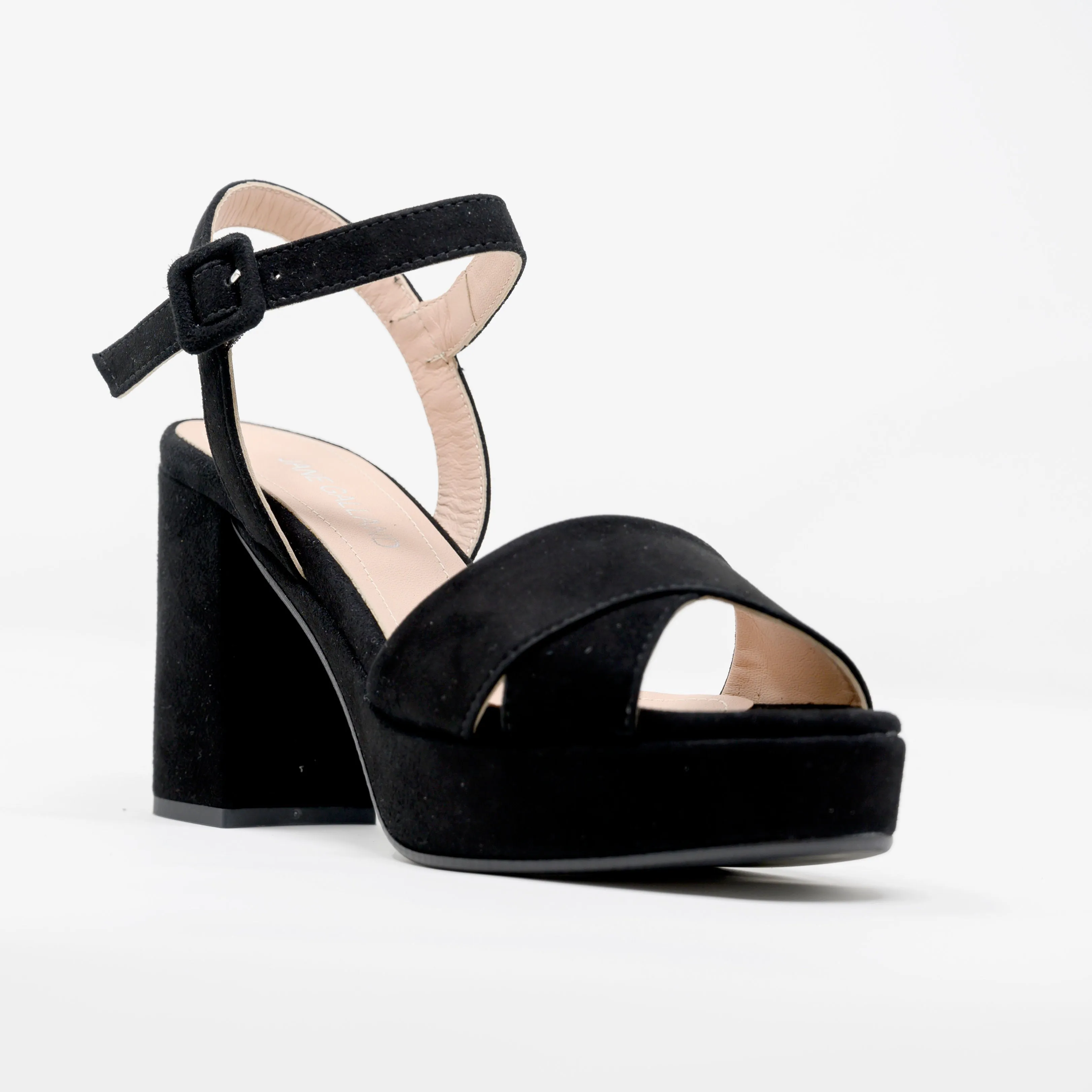 Jane Galland Black Suede Platform Sandals