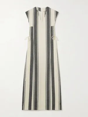 Lea striped cotton-jacquard midi dress