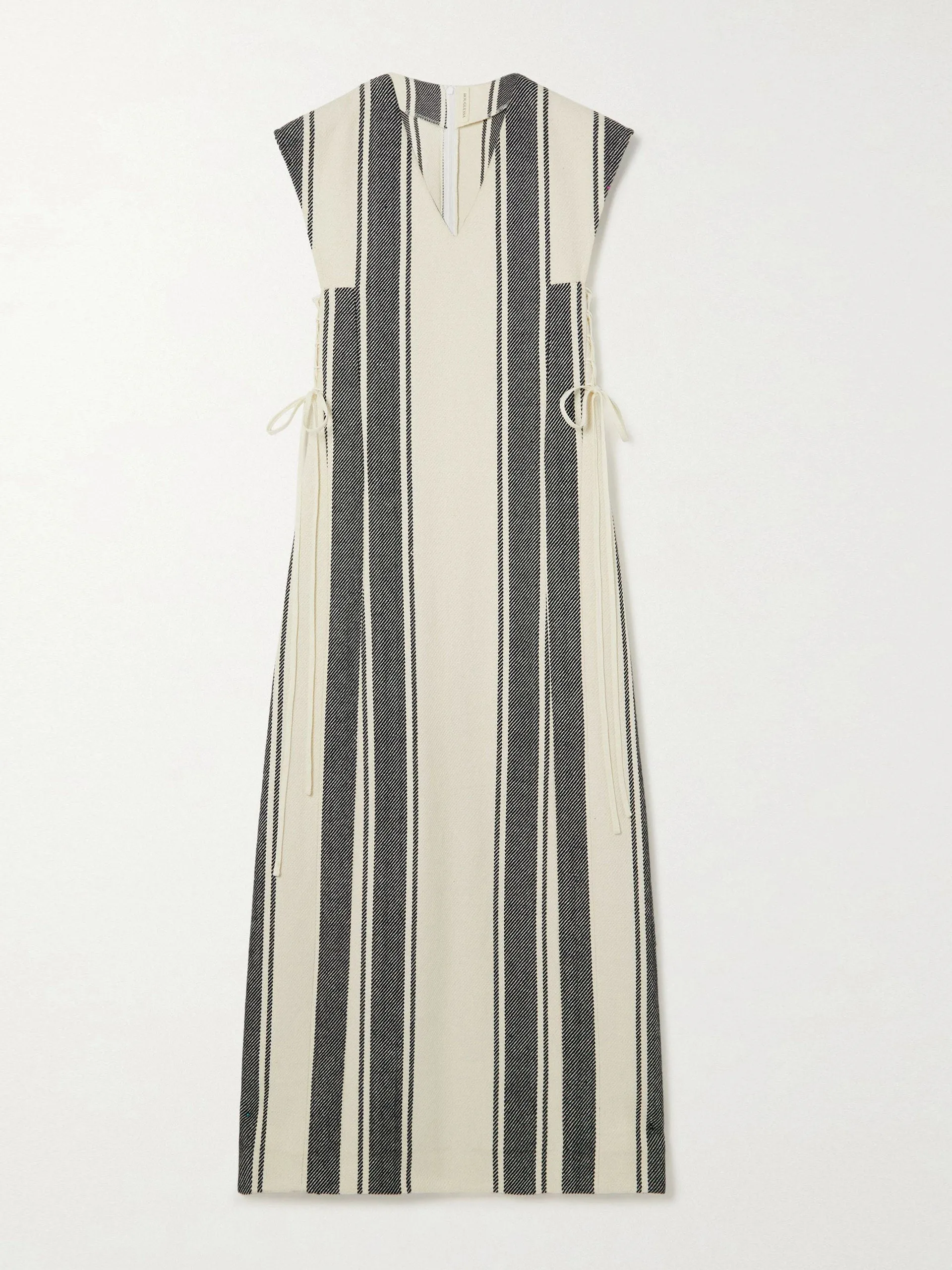 Lea striped cotton-jacquard midi dress