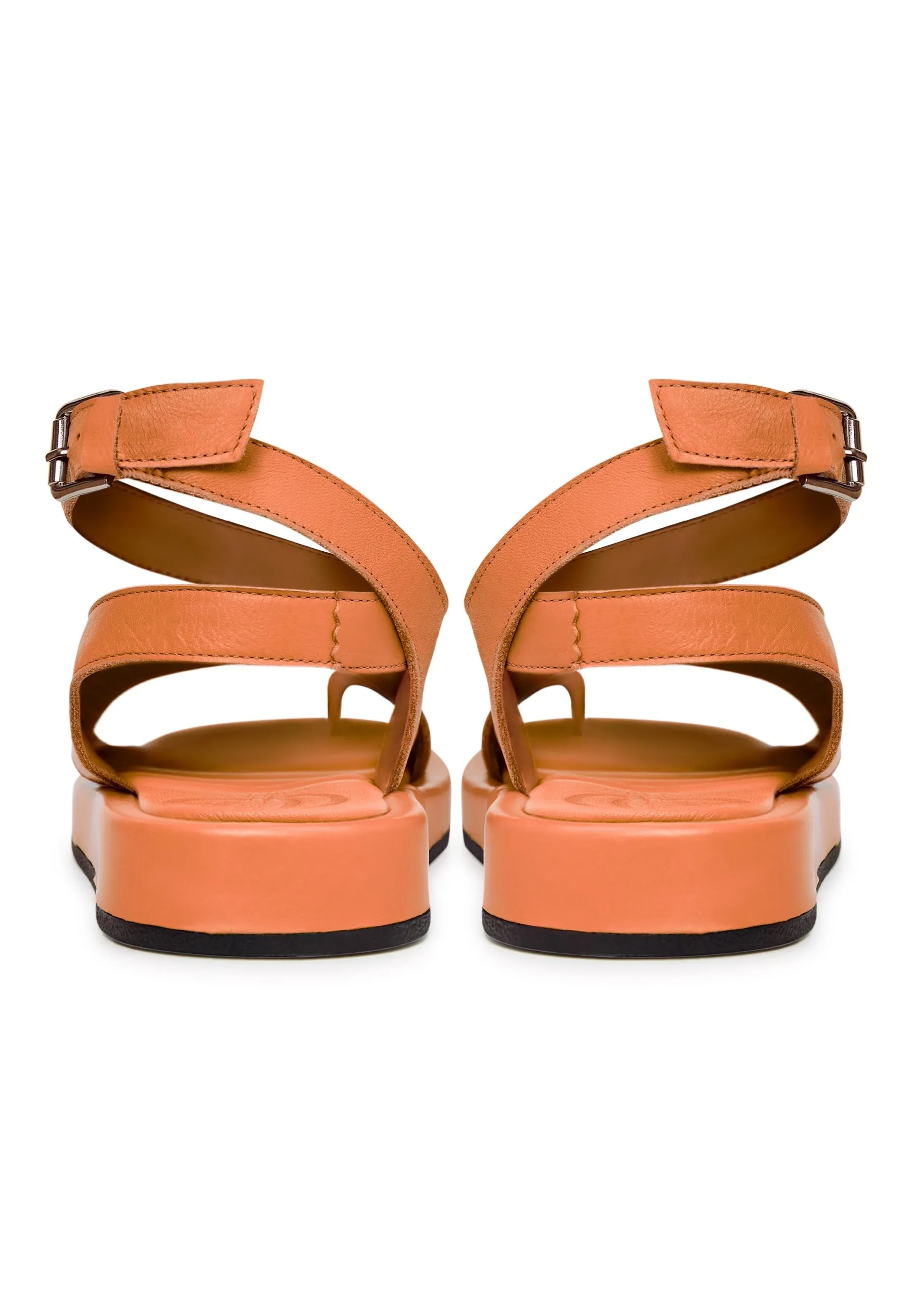 Leather Platform Sandals - Orange