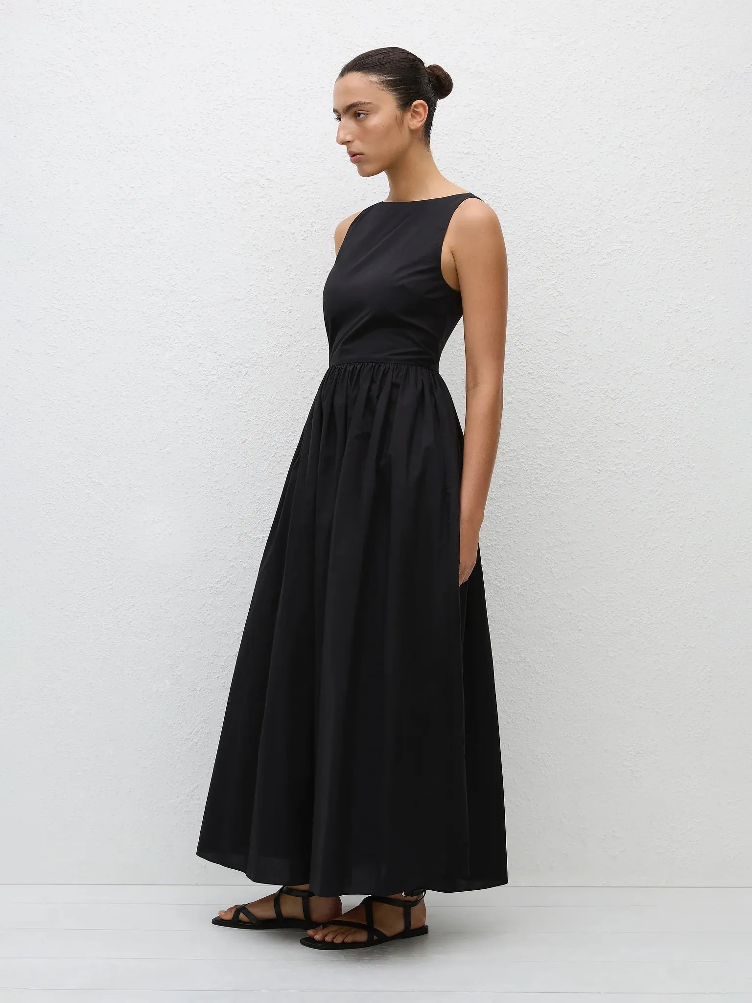 MATTEAU Tie Back Midi Dress Black