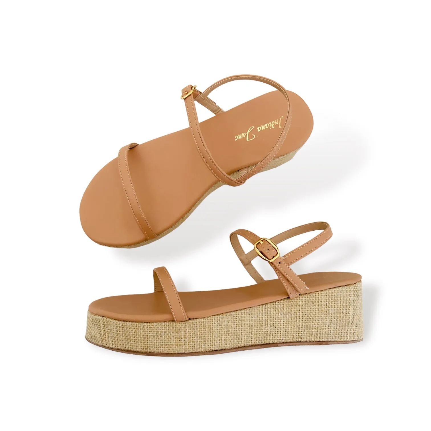 OTTAWA Slim Strap Raffia Platform Sandals