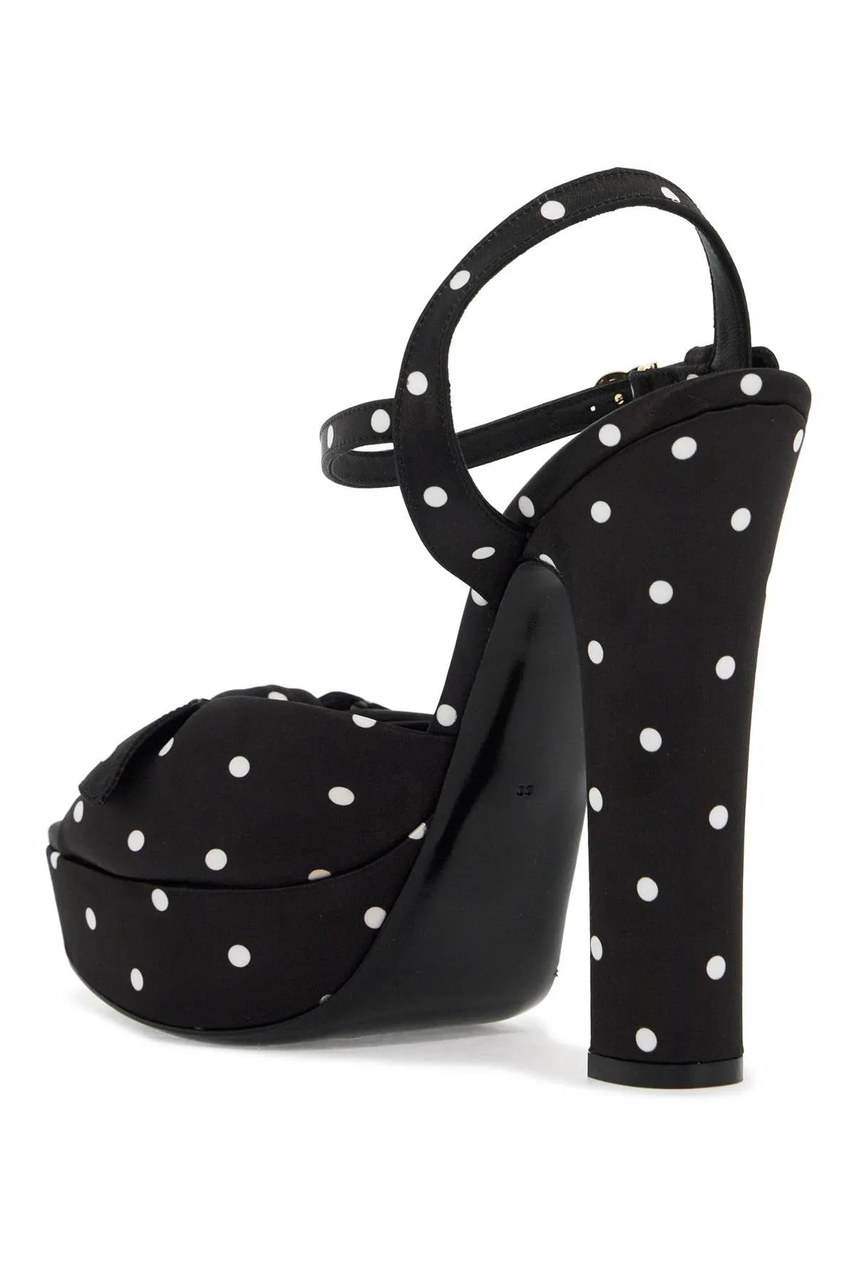 "keira polka dot satin platform sandals