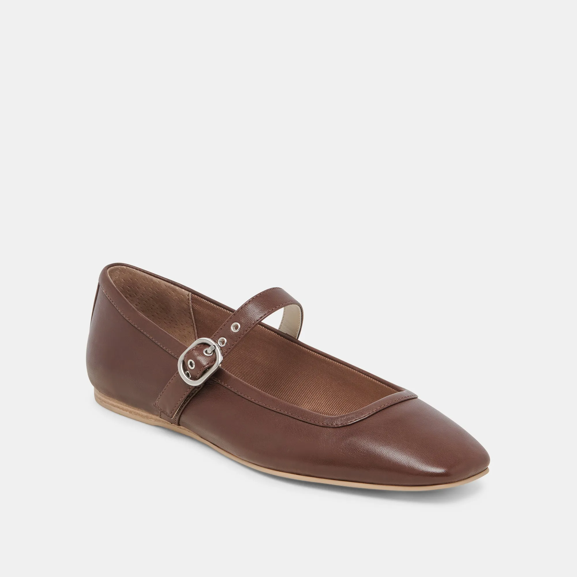 RODNI BALLET FLATS DK BROWN LEATHER