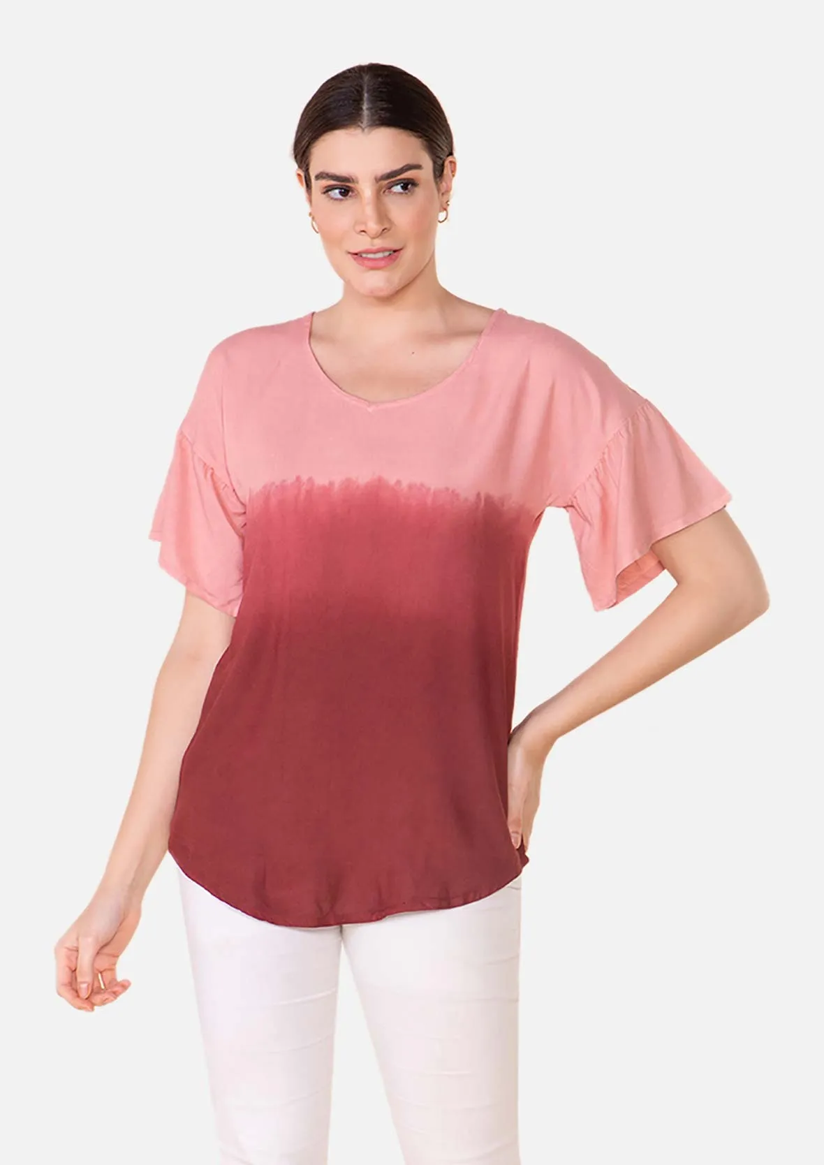 Round Neck Ombre Top