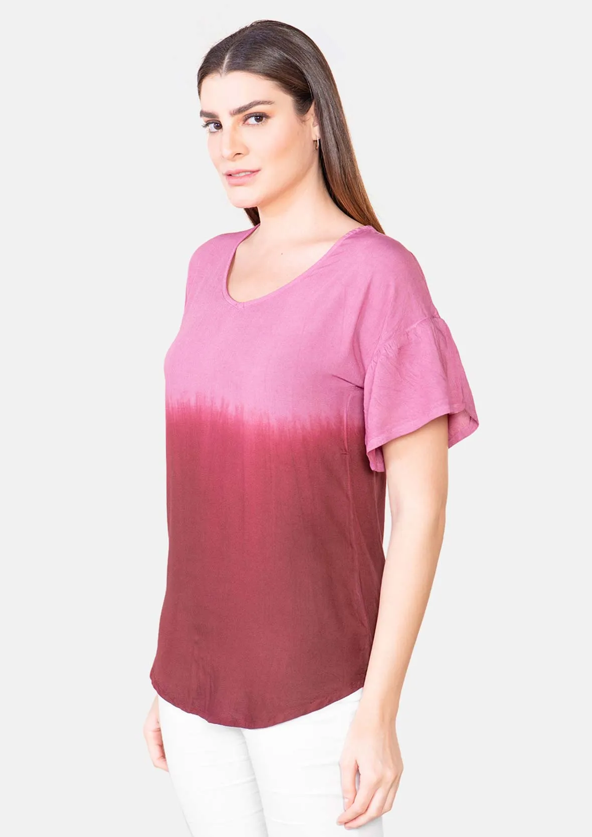 Round Neck Ombre Top