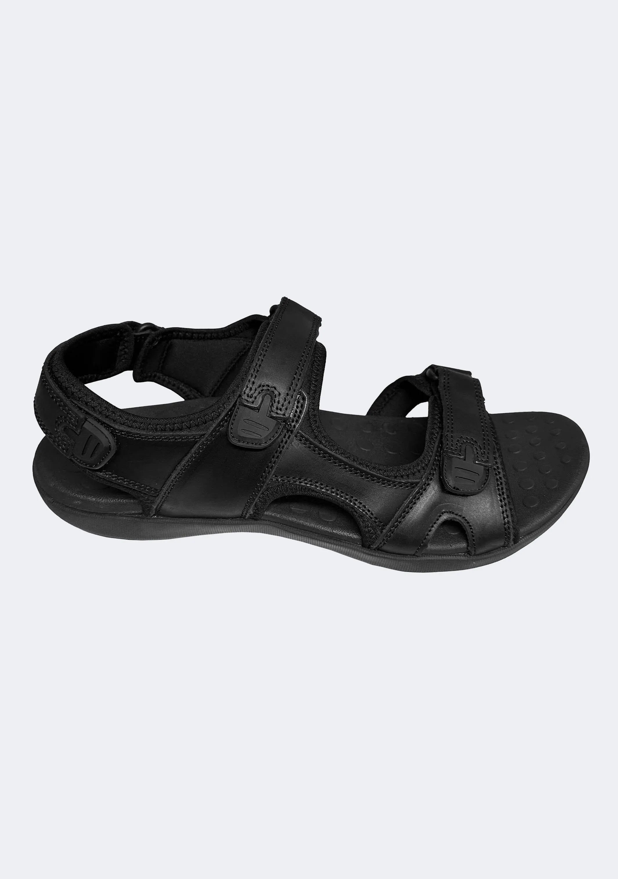 Scholl Men's Orthaheel Black Leather Back Strap Sandals