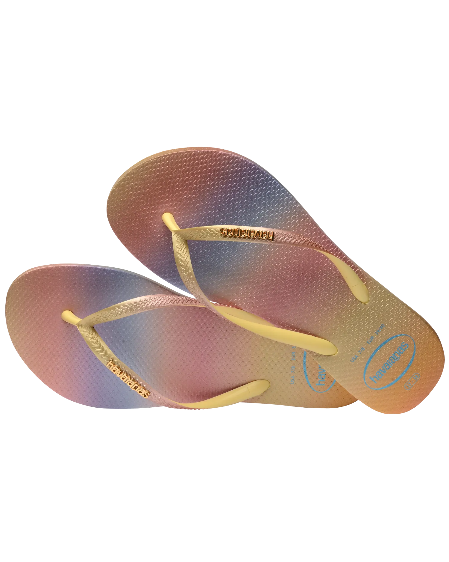 Slim Gradient Sunset Flip Flops in Yellow Pixel