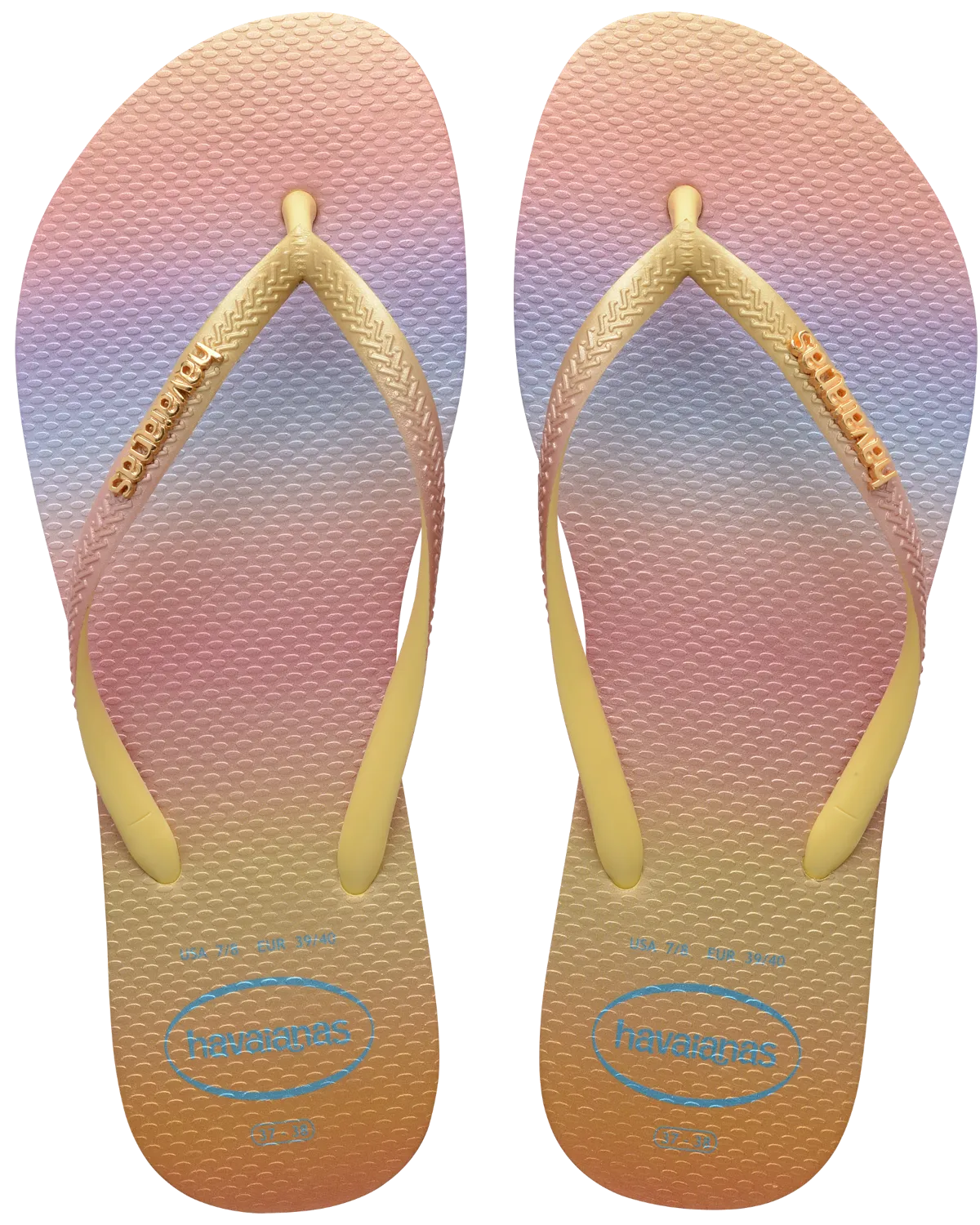 Slim Gradient Sunset Flip Flops in Yellow Pixel