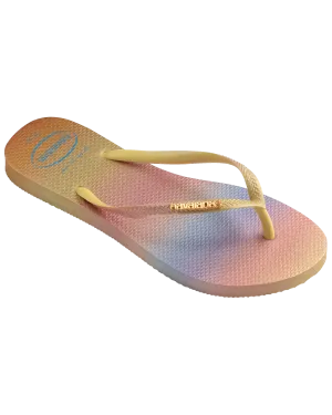 Slim Gradient Sunset Flip Flops in Yellow Pixel