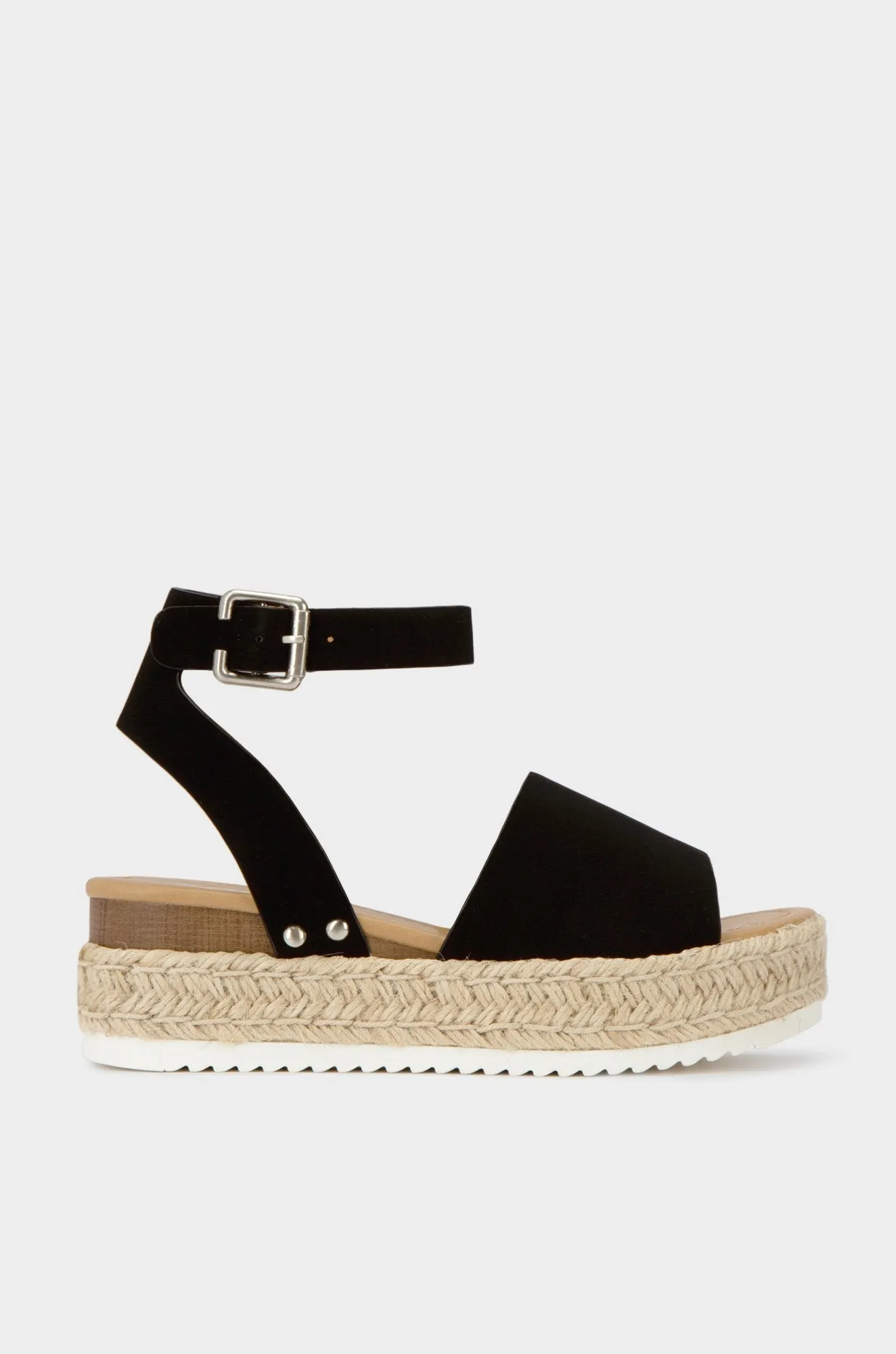 Soda Topic Black Casual Espadrilles Embellished Wedge Open Toe Sandals