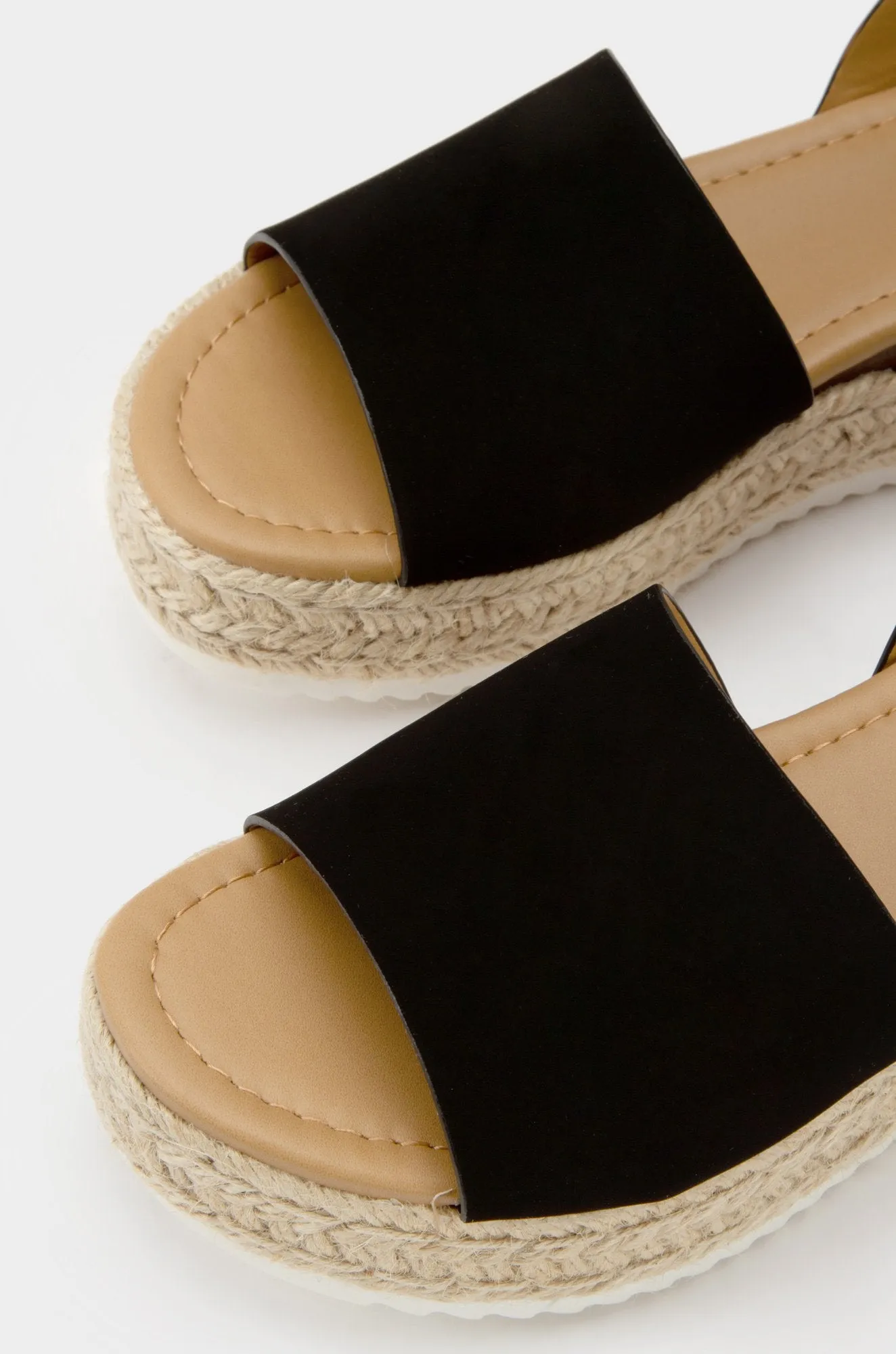 Soda Topic Black Casual Espadrilles Embellished Wedge Open Toe Sandals