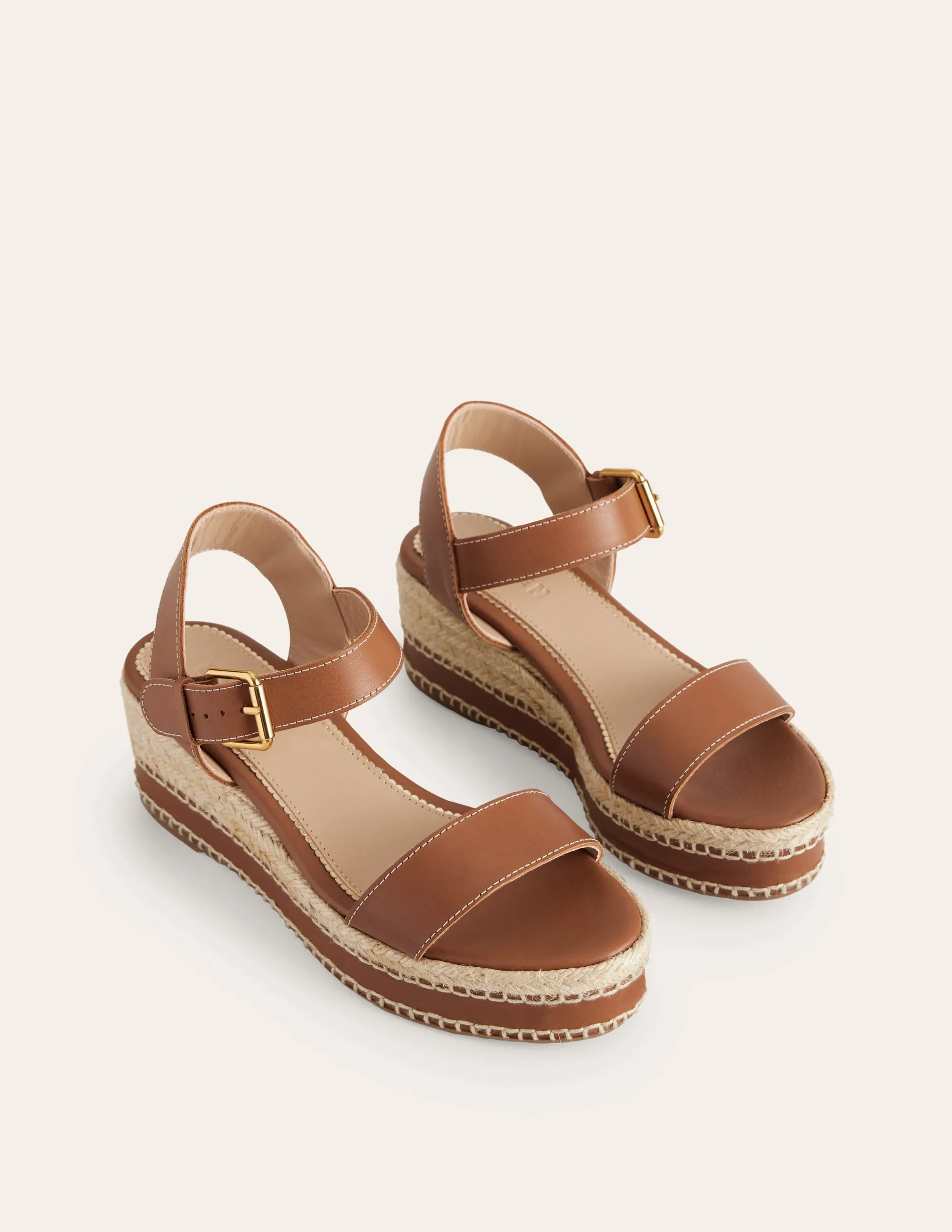 Stitched Wedge Espadrilles-Tan