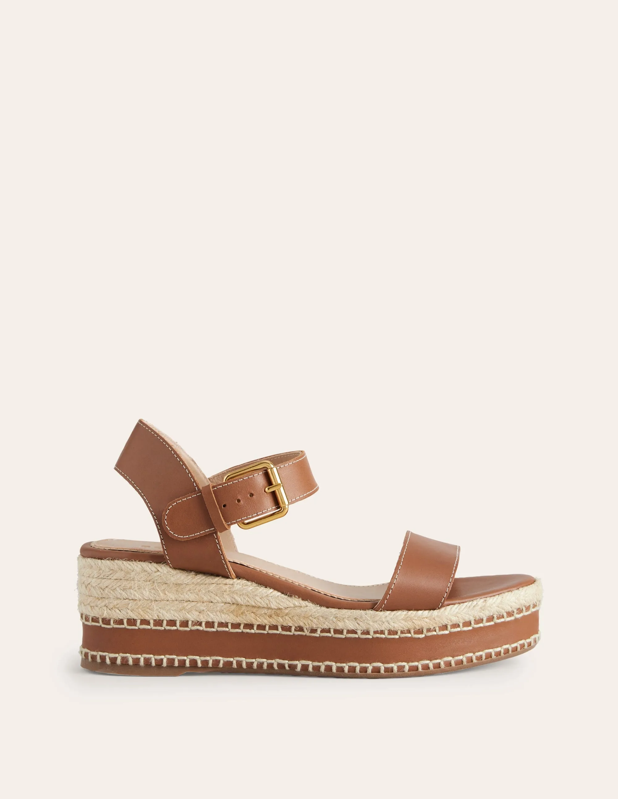 Stitched Wedge Espadrilles-Tan