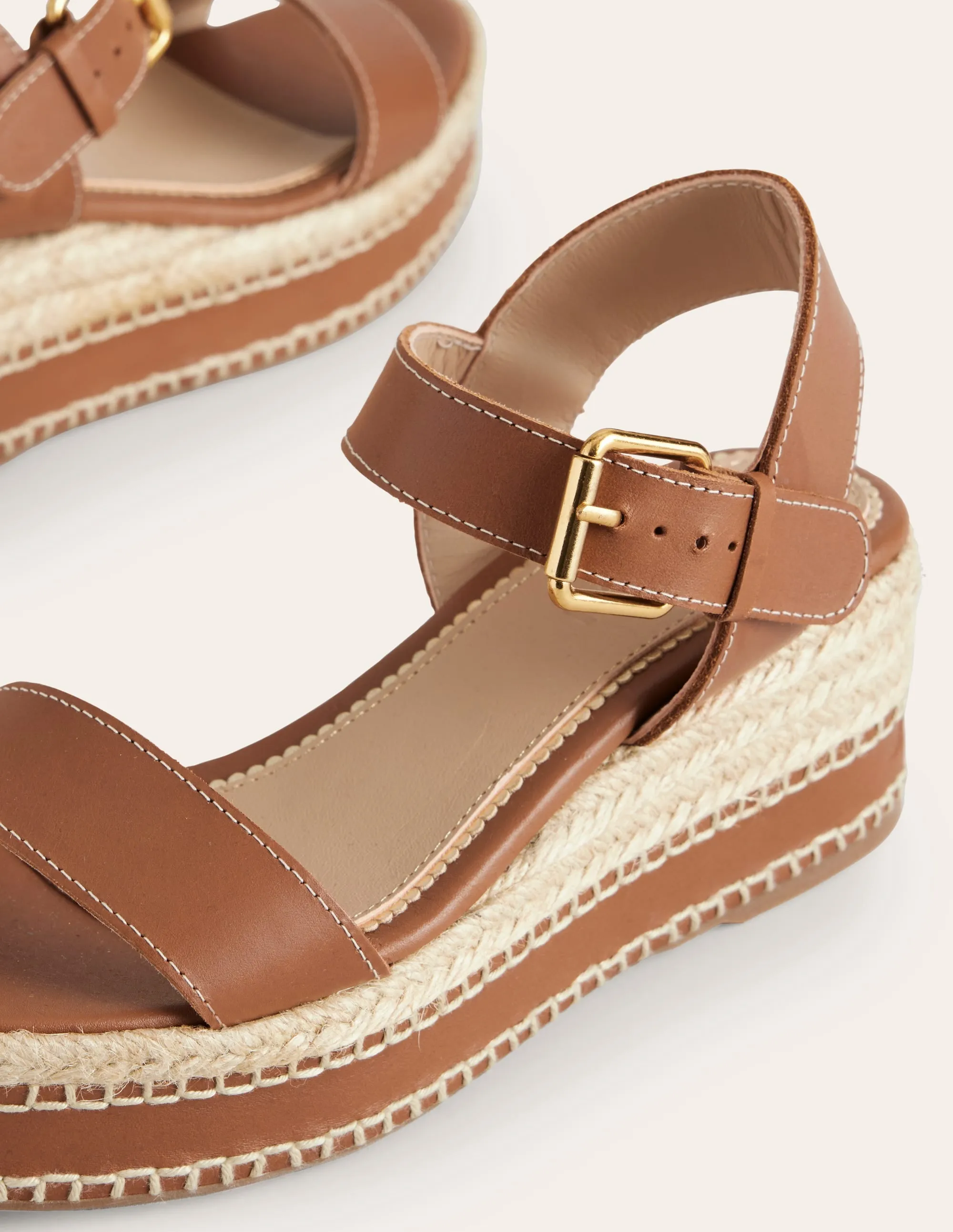 Stitched Wedge Espadrilles-Tan