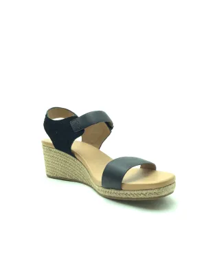 UGG Eisley Wedge Espadrille Sandal Black Leather Strap Size: 12