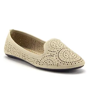 Women's Kelly-18 Laser Cut Out Slip On Smoking Loafers Ballet Flats Shoes