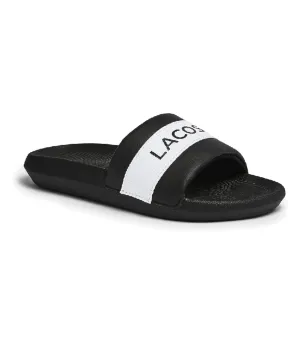 Women's Lacoste Croco Slides (Black/White)