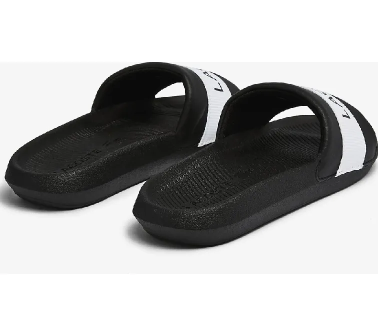 Women's Lacoste Croco Slides (Black/White)