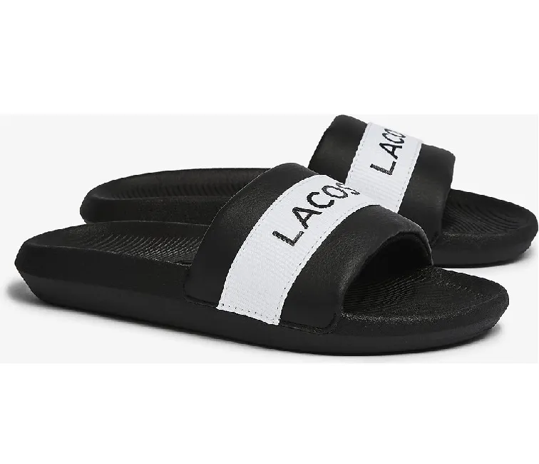 Women's Lacoste Croco Slides (Black/White)