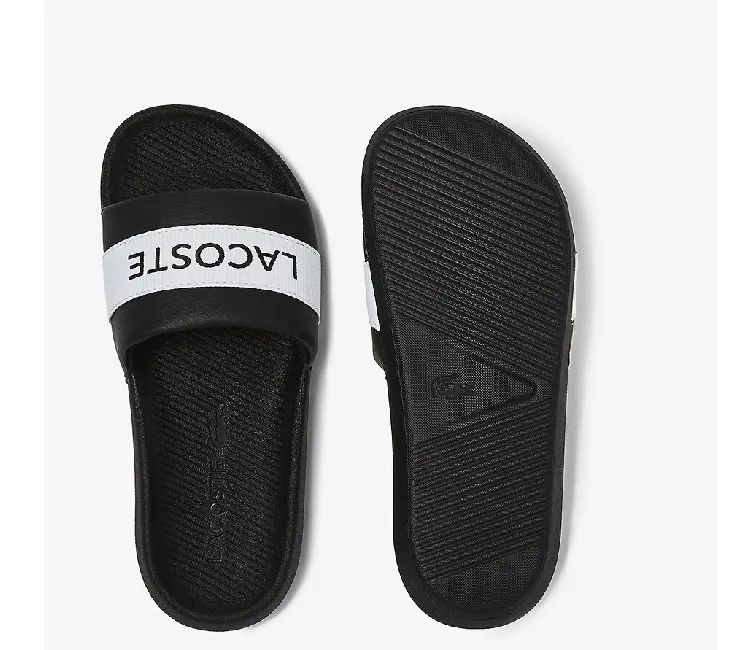 Women's Lacoste Croco Slides (Black/White)