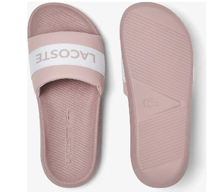 Women's Lacoste Croco Slides (Light Pink)