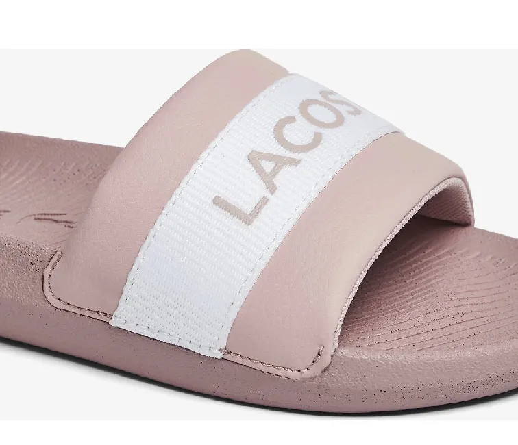 Women's Lacoste Croco Slides (Light Pink)